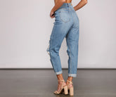 Totally Destructed – Mom-Jeans mit Umschlag